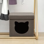 vidaXL Tabouret de rangement pliable avec motif de chat Marron Tissu