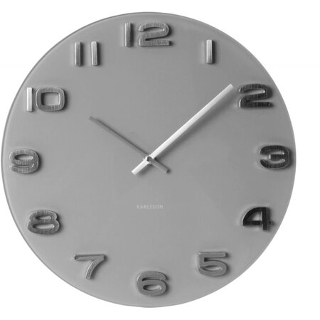 Horloge ronde vintage en verre gris 35 cm
