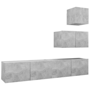 vidaXL Ensemble de meuble TV 4 Pièces Gris béton Aggloméré
