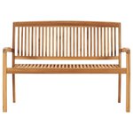 vidaXL Banc de jardin empilable et coussin 128 5cm Bois de teck massif