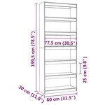 vidaXL Bibliothèque/Séparateur de pièce Gris 80x30x199 5 cm Pin solide
