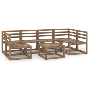vidaXL Salon de jardin 7 Pièces Marron Bois de pin imprégné