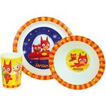 SAMSAM Ensemble repas incluant 1 verre 220 ml, 1 assiette et 1 bol micro-ondables pour enfant