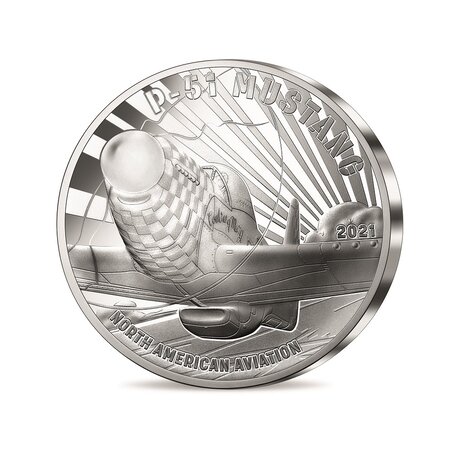 Pièce de monnaie 50 euro France 2021 argent BE – P-51 Mustang