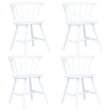 vidaXL Chaises à manger lot de 4 blanc bois d'hévéa massif