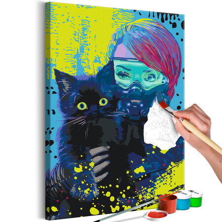 Tableau à peindre par soi-même - cyber-kitten l x h en cm 40x60