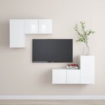 vidaXL Ensemble de meubles TV 4 Pièces Blanc brillant Aggloméré
