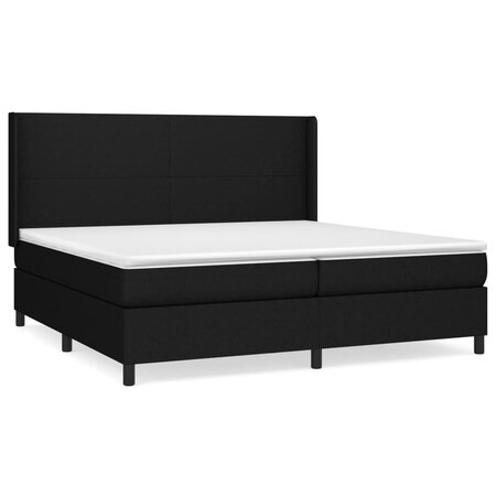 vidaXL Lit à sommier tapissier avec matelas Noir 200x200 cm Tissu