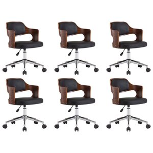 vidaXL Chaises pivotantes à manger lot de 6 bois courbé et similicuir