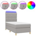 vidaXL Sommier tapissier matelas et LED Gris clair 100x200 cm Tissu