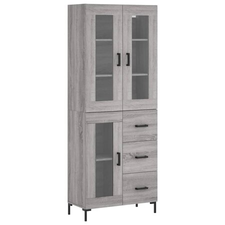 vidaXL Buffet haut Sonoma gris 69 5x34x180 cm Bois d'ingénierie