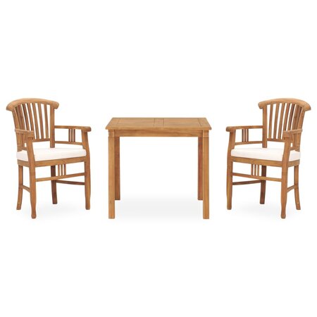 vidaXL Ensemble de salle à manger de jardin 3 Pièces avec coussins Teck