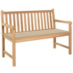 vidaXL Banc de jardin avec coussin beige 120 cm Bois de teck massif