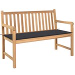 vidaXL Banc de jardin avec coussin anthracite 120 cm Teck massif