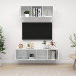 vidaXL Ensemble de meuble TV 2 Pièces Blanc brillant Aggloméré