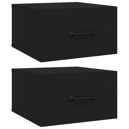 vidaXL Tables de chevet murales 2 Pièces Noir 35x35x20 cm