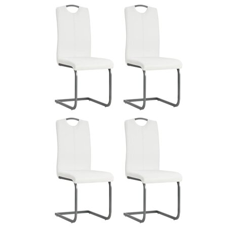 vidaXL Chaises à manger cantilever lot de 4 blanc similicuir