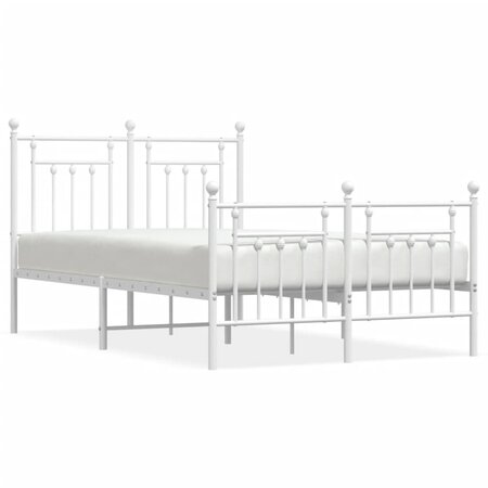 vidaXL Cadre de lit métal avec tête de lit/pied de lit blanc 120x200cm