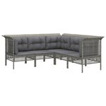vidaXL Salon de jardin 5 Pièces avec coussins Gris Résine tressée