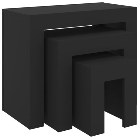 vidaXL Tables basses gigognes 3 Pièces Noir Aggloméré