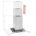 vidaXL Hotte îlot avec écran tactile LCD et capteur 90 cm 756 m³/h LED