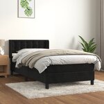 vidaXL Lit à sommier tapissier avec matelas Noir 90x200 cm Velours