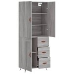 vidaXL Buffet haut Sonoma gris 69 5x34x180 cm Bois d'ingénierie