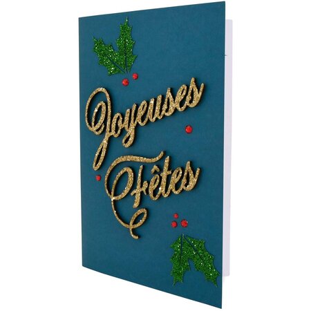 Carte joyeuses fêtes paillettes or - draeger paris