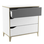 Commode 2 + 1 tiroirs - GENIUS - Blanc et Gris - 78 3 x 42 6 x 75 9 cm - DEMEYERE
