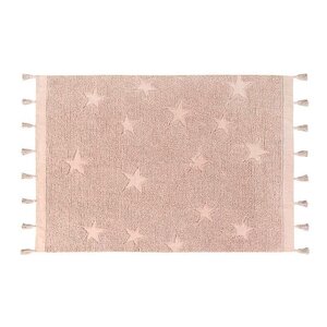 Tapis coton motif star - rose - 120 x 175