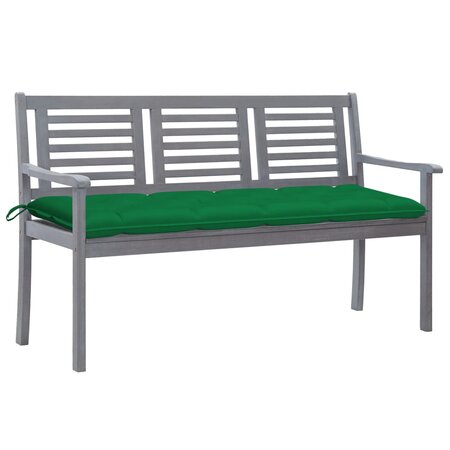 vidaXL Banc de jardin 3 places avec coussin 150 cm Gris Eucalyptus