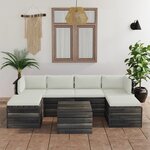 vidaXL Salon palette de jardin 7 Pièces avec coussins Bois de pin massif