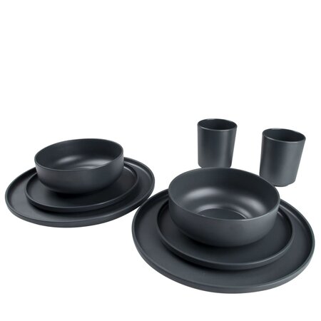 Bo-Camp Vaisselle 16 Pièces Patom mélamine anthracite