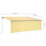 vidaXL Auvent automatique rétractable avec store 4 5x3m Jaune et blanc