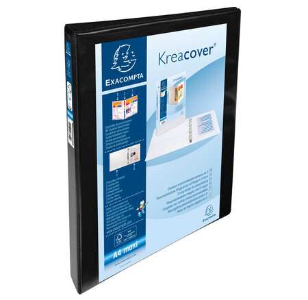 Classeur personnalisable Kreacover A4 Maxi 4 Ax Diam 15 mm Dos 38 mm Noir EXACOMPTA