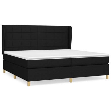 vidaXL Lit à sommier tapissier avec matelas Noir 200x200 cm Tissu