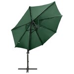 vidaXL Parasol déporté avec mât et lumières LED Vert 300 cm
