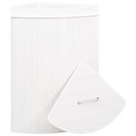 vidaXL Panier à linge d'angle Bambou Blanc 60 L
