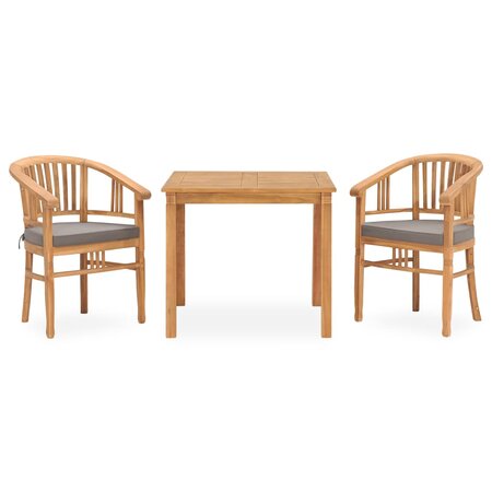 vidaXL Ensemble de salle à manger de jardin 3 Pièces avec coussins Teck