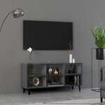 vidaXL Meuble TV avec pieds en métal Gris brillant 103 5x30x50 cm