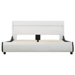 vidaXL Cadre de lit avec LED Blanc Similicuir 140 x 200 cm