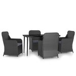 vidaXL Ensemble de salle à manger de jardin avec coussins 5 Pièces Noir