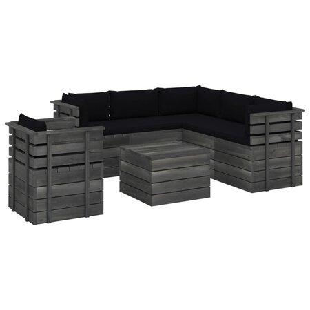 vidaXL Salon palette de jardin 7 Pièces avec coussins Bois de pin massif