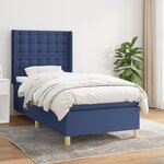 vidaXL Lit à sommier tapissier avec matelas Bleu 90x200 cm Tissu