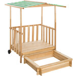 Tectake Bac à sable, Cabane de Jardin Enfant avec Toit et Véranda - vert