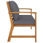 vidaXL Banc de jardin et coussin gris foncé 120cm Bois solide d'acacia