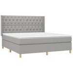 vidaXL Sommier tapissier matelas et LED Gris clair 160x200 cm Tissu