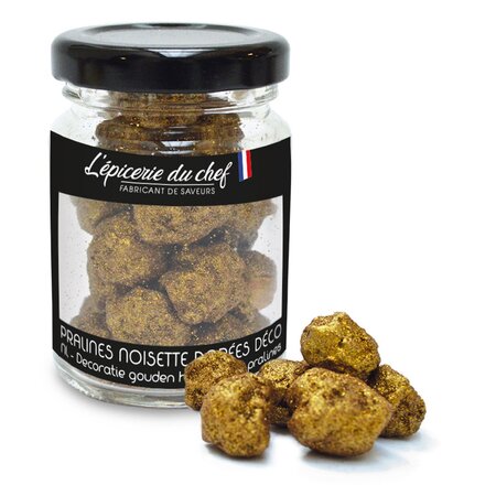 Pralines noisettes déco dorées pour pâtisserie