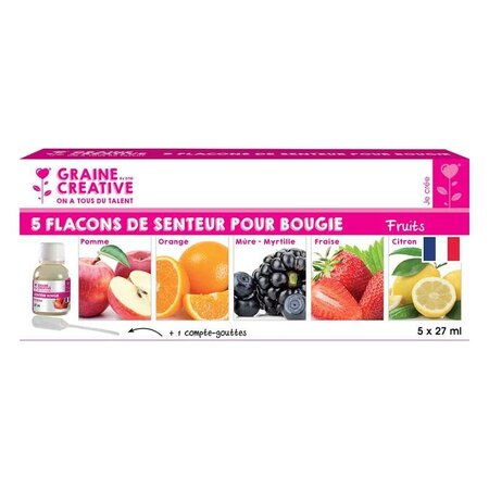 Lot de 5 parfums à bougie 27 ml Fruits