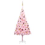 vidaXL Arbre de Noël artificiel pré-éclairé et boules rose 240 cm PVC